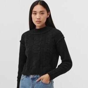 NWT Free People Bell Song Knit Pullover Sweater in Black Sz XS